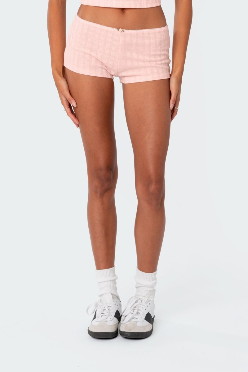 Edikted Sweetpea Pointelle Micro Shorts Light Pink | USA AY137433F7
