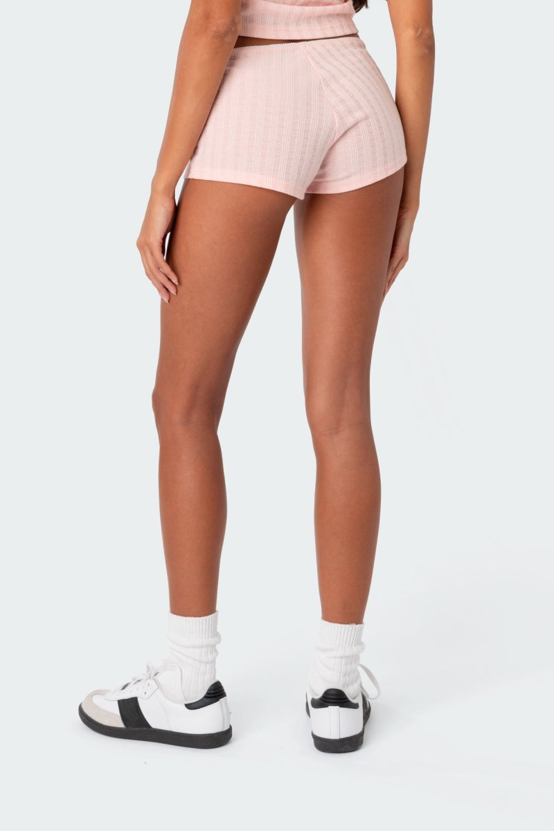 Edikted Sweetpea Pointelle Micro Shorts Light Pink | USA AY137433F7