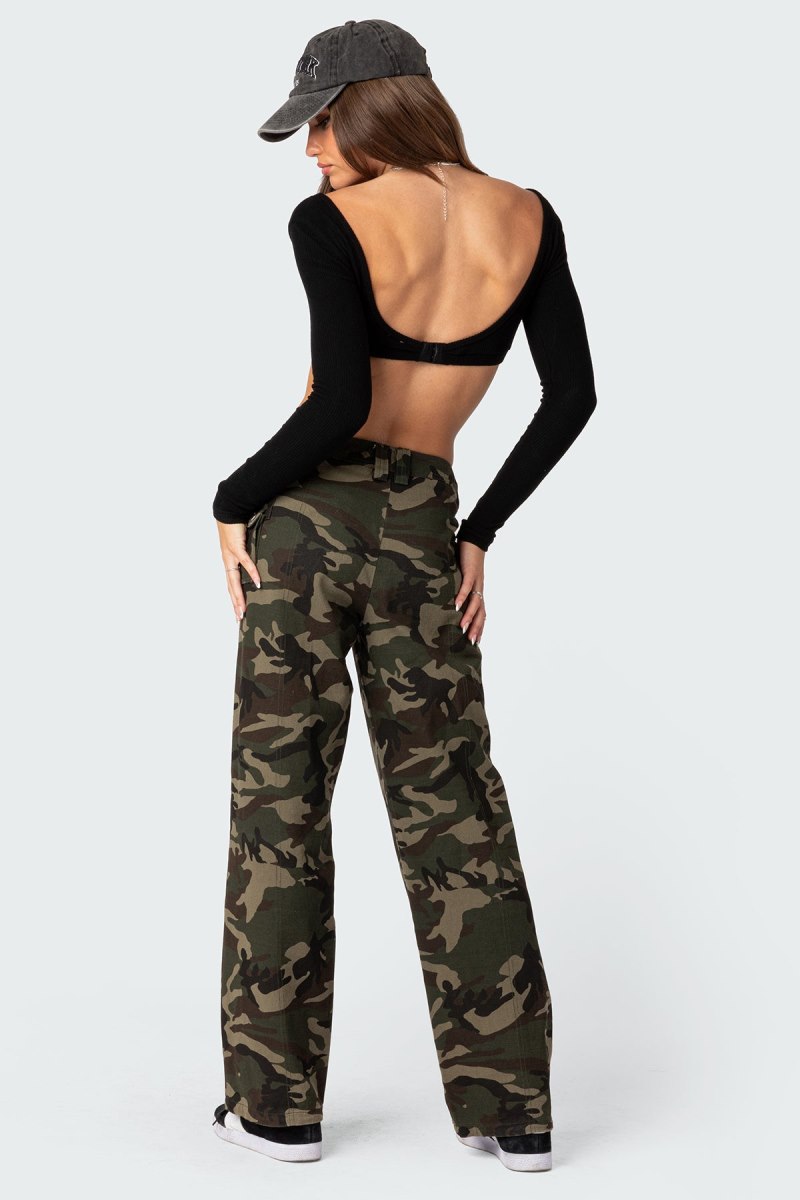 Edikted Sydney Ribbed Open Back Crop Tops Black | USA RJ173277N0