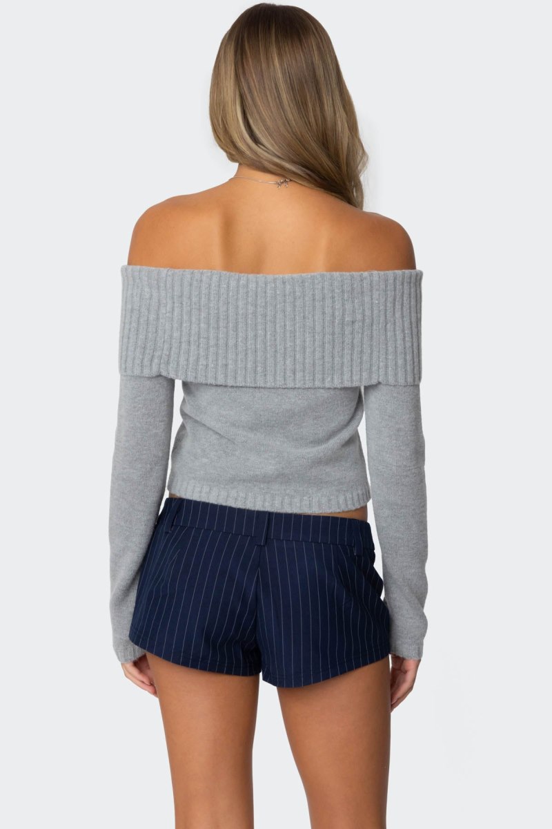 Edikted Tamara Fold Over Knitted Tops Black | USA GP221402C9