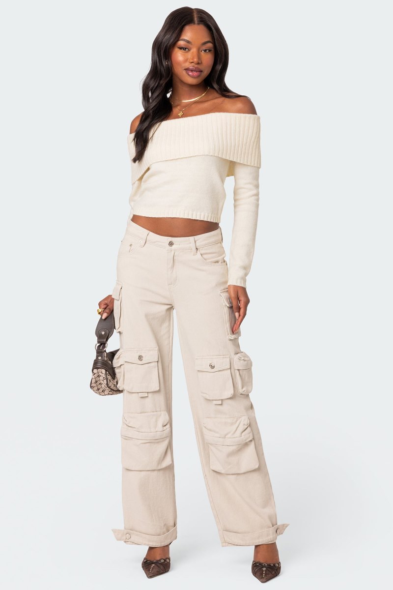 Edikted Tamara Fold Over Knitted Tops Black | USA BH574717M2