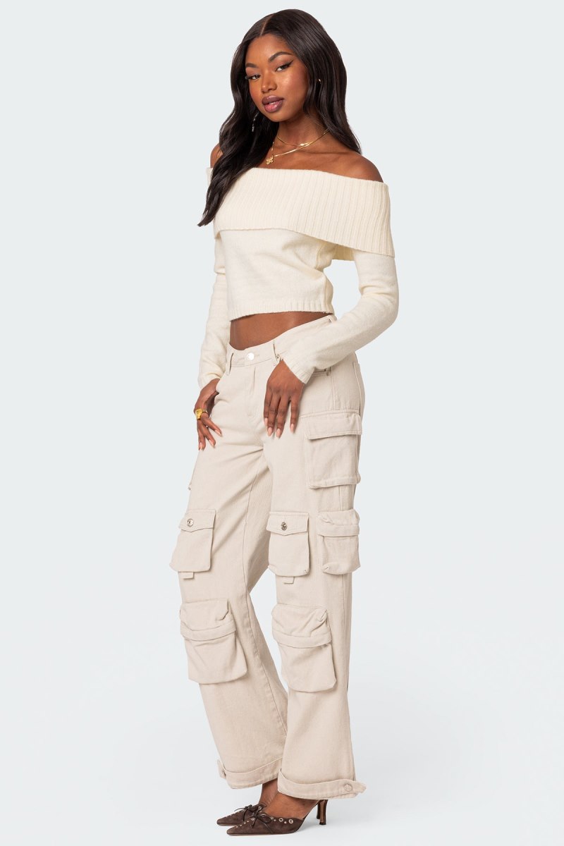 Edikted Tamara Fold Over Knitted Tops Black | USA BH574717M2