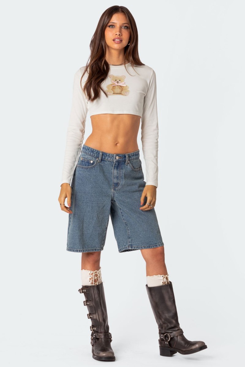 Edikted Ted Cropped Long Sleeve Tops Black | USA BJ348604J9