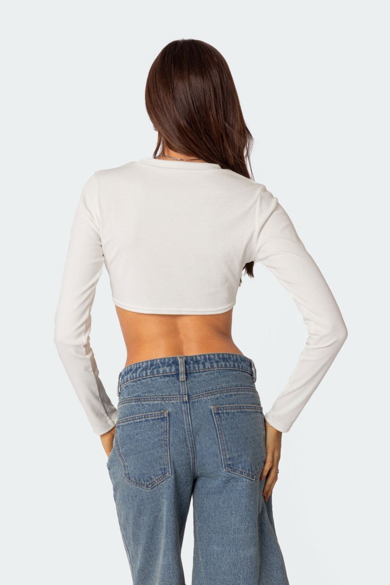 Edikted Ted Cropped Long Sleeve Tops Black | USA BJ348604J9
