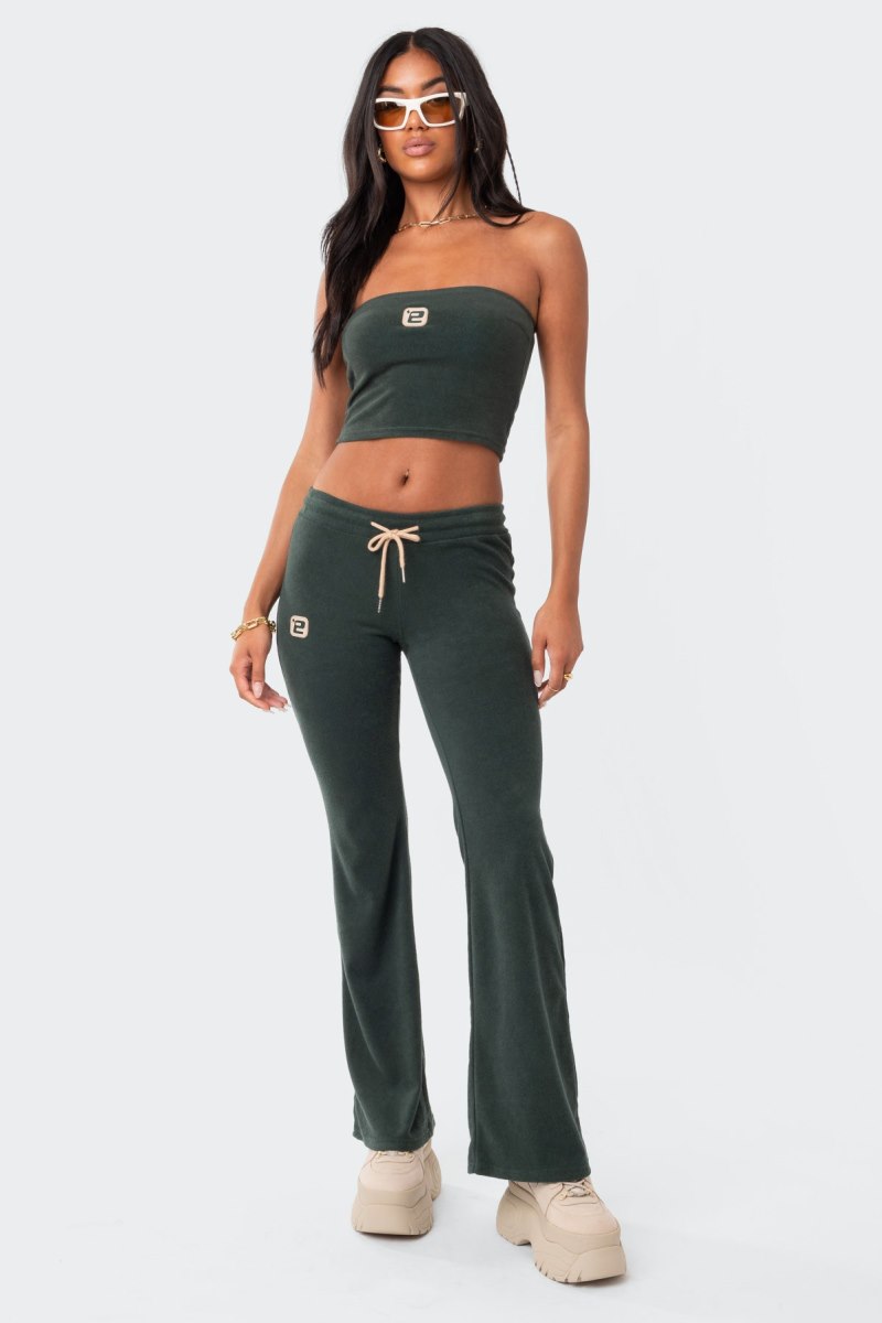 Edikted Terry Low-Rise Pants Green | USA DI382558B0