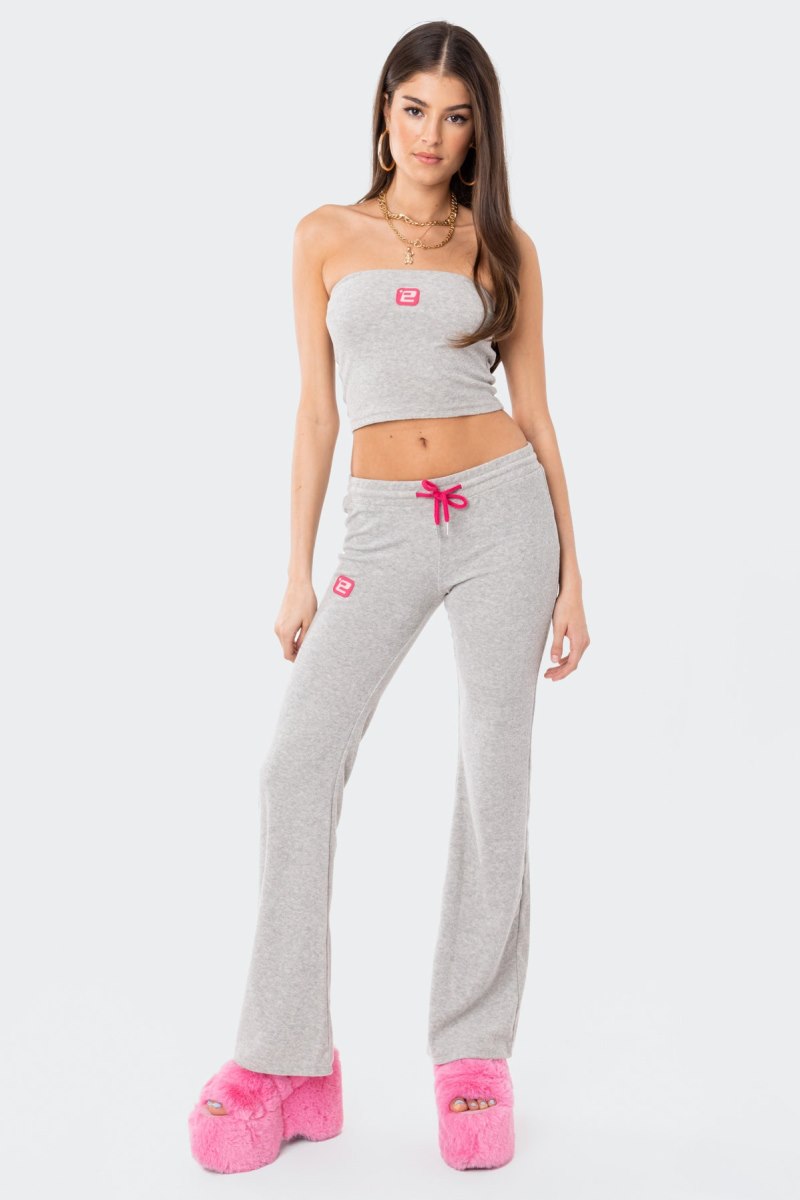 Edikted Terry Strapless Strapless Tops Gray | USA BQ618171W2