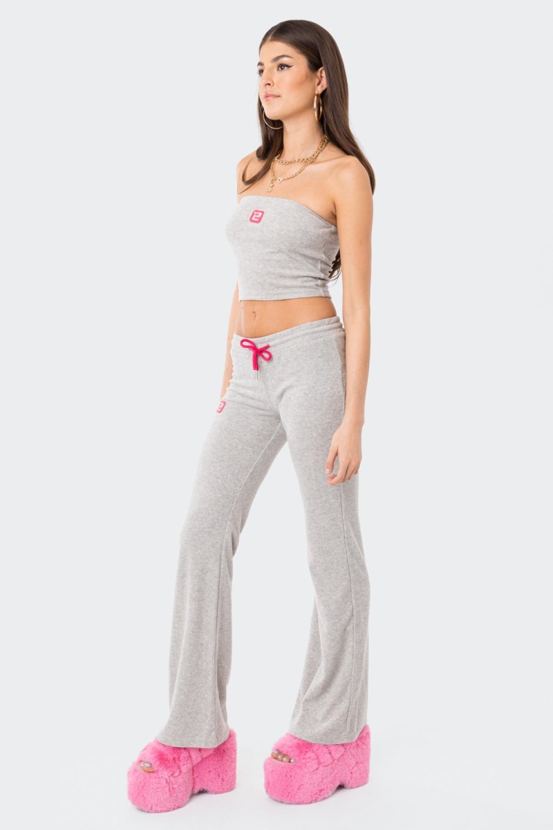 Edikted Terry Strapless Strapless Tops Gray | USA BQ618171W2