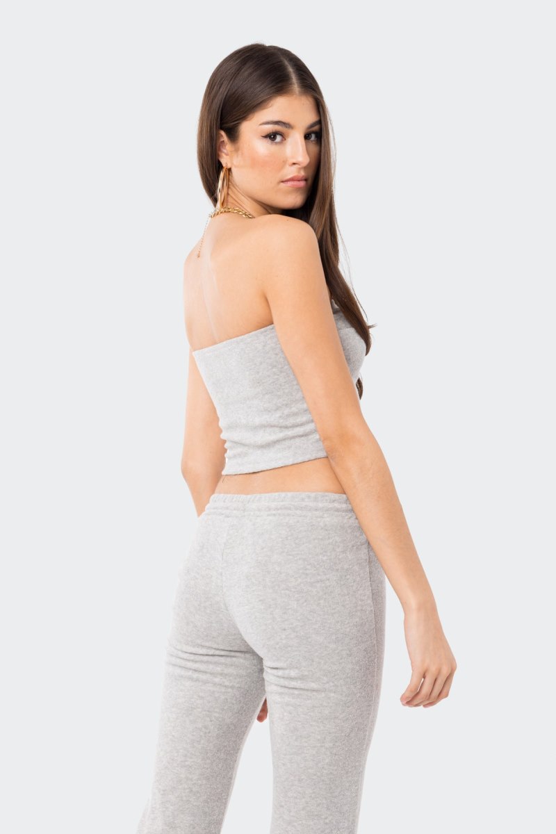 Edikted Terry Strapless Strapless Tops Gray | USA BQ618171W2