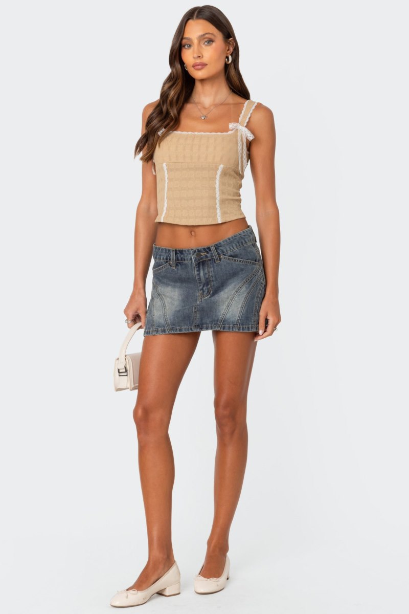 Edikted Textured Bustier Tank Top Beige | USA AZ256215K5