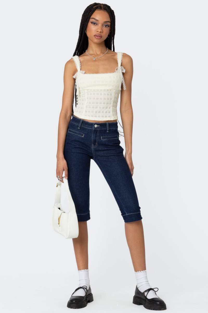 Edikted Textured Bustier Tank Top Beige | USA BR507430E0