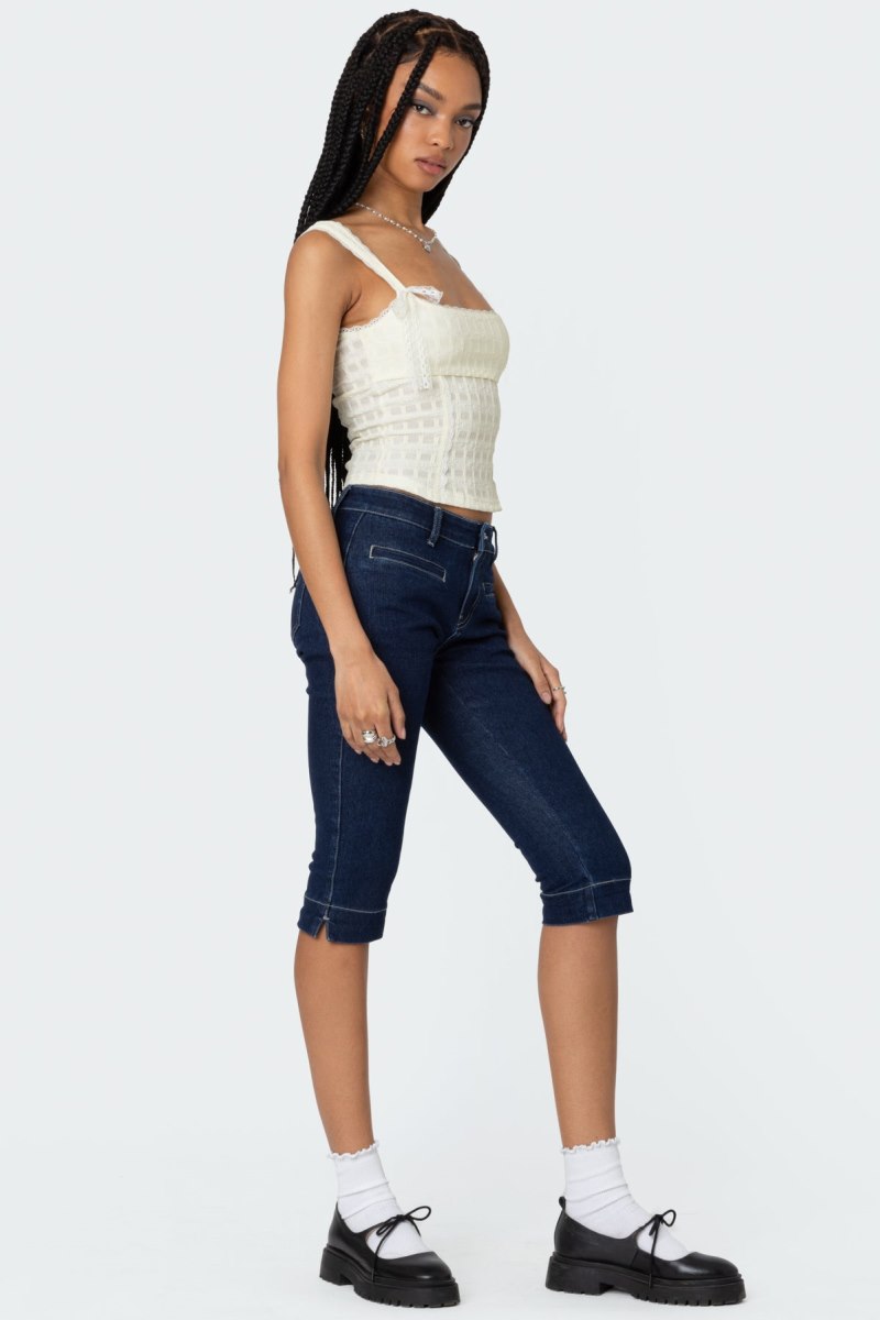 Edikted Textured Bustier Tank Top Beige | USA BR507430E0