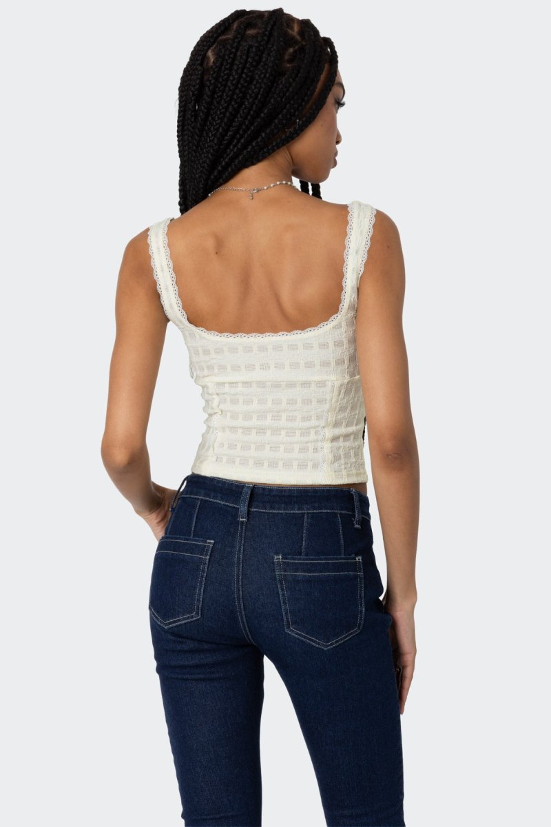 Edikted Textured Bustier Tank Top Beige | USA BR507430E0
