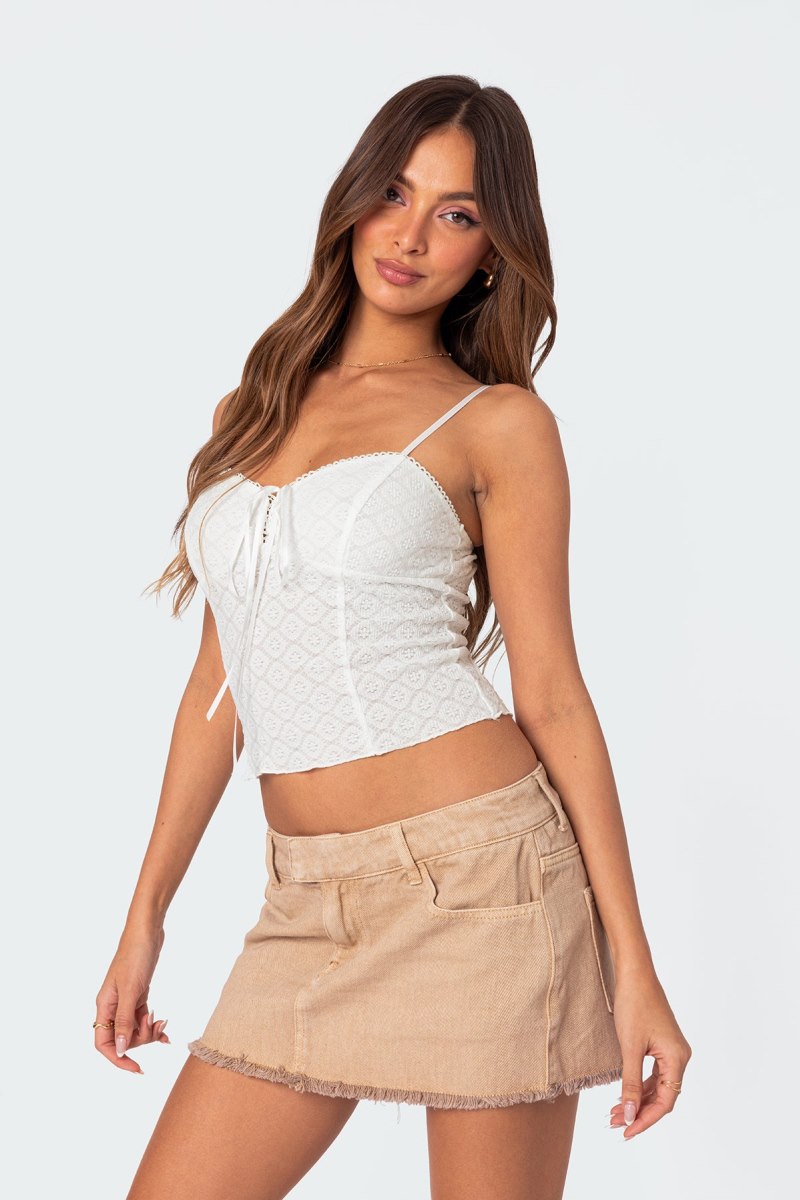 Edikted Textured Lacey Tank Top Lilac | USA LN830213A3