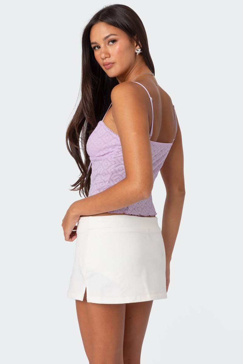 Edikted Textured Lacey Tank Top Lilac | USA SA479357Y3