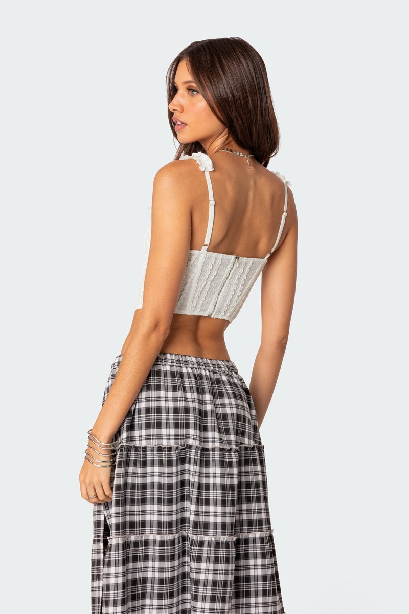 Edikted Textured Ruffle Corset White | USA IC077677P7