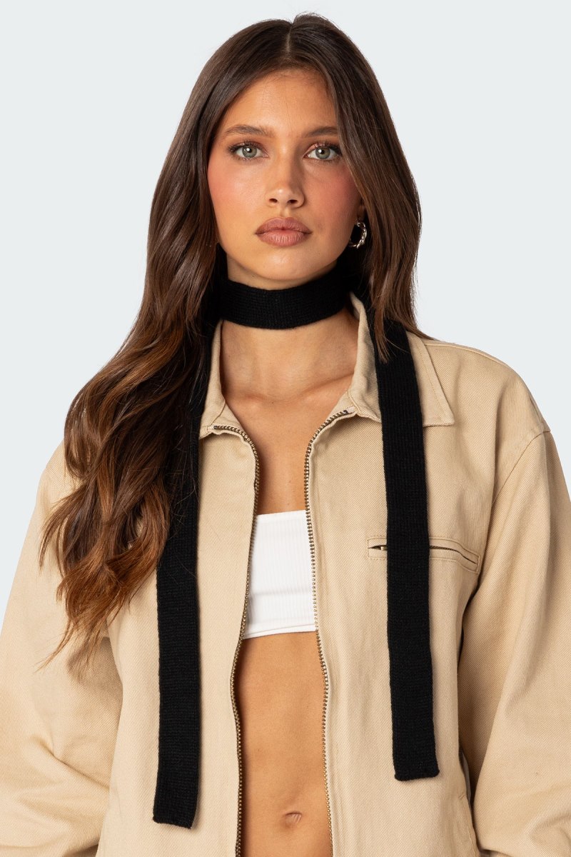 Edikted Thin Knitted Scarf Black | USA HU883708D6