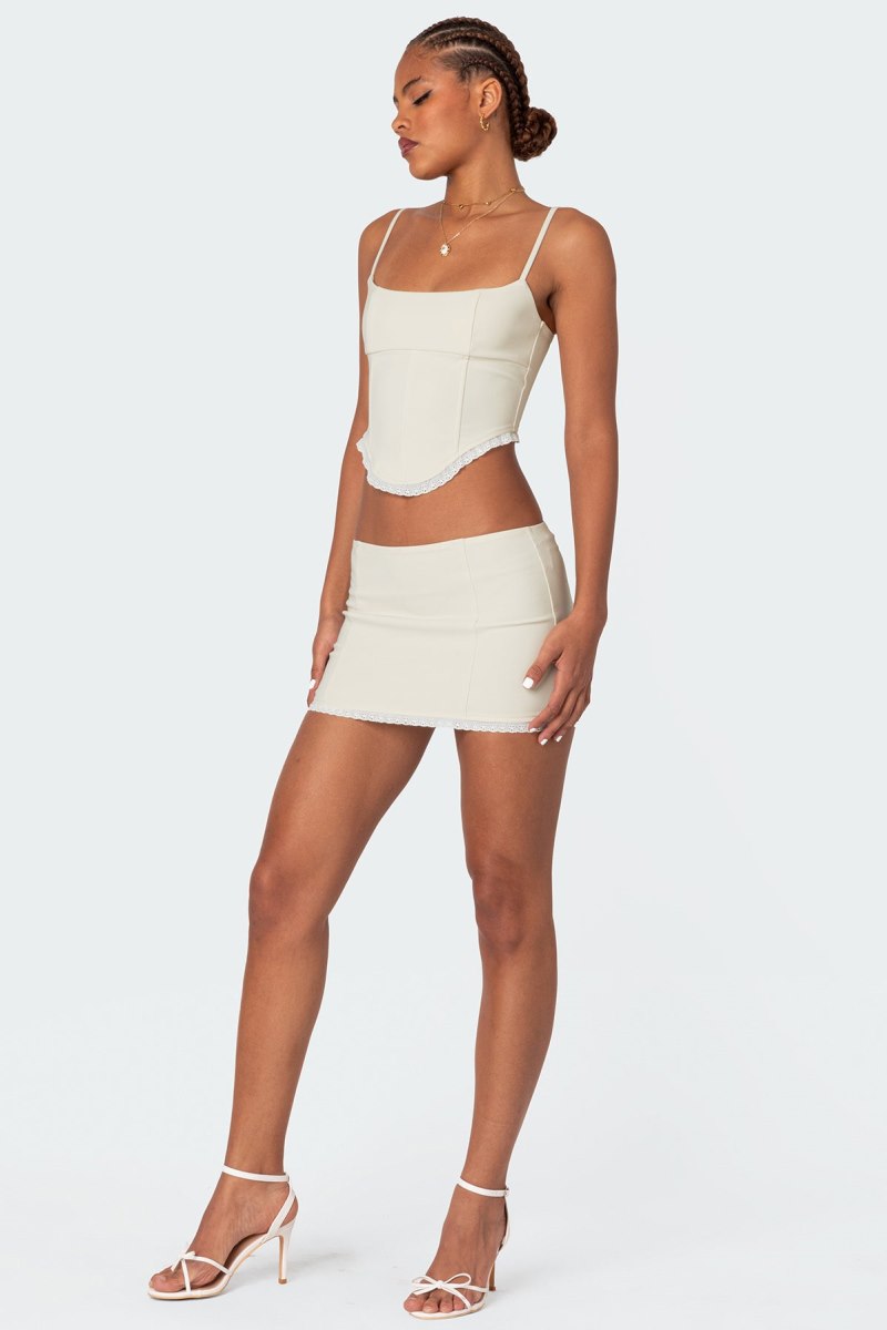 Edikted Thora Woven Mini Skirts Cream | USA LH820392O0