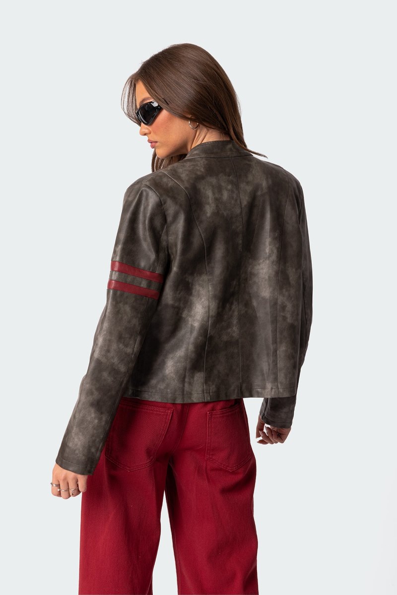 Edikted Thunder Washed Faux Leather Jackets Gray Washed | USA ZV430213M3