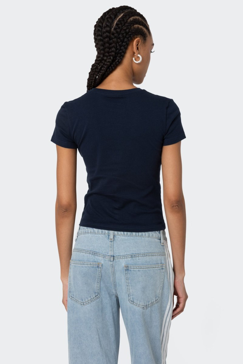 Edikted Tied Up T Shirt Graphic Tops Navy | USA QJ922152V7