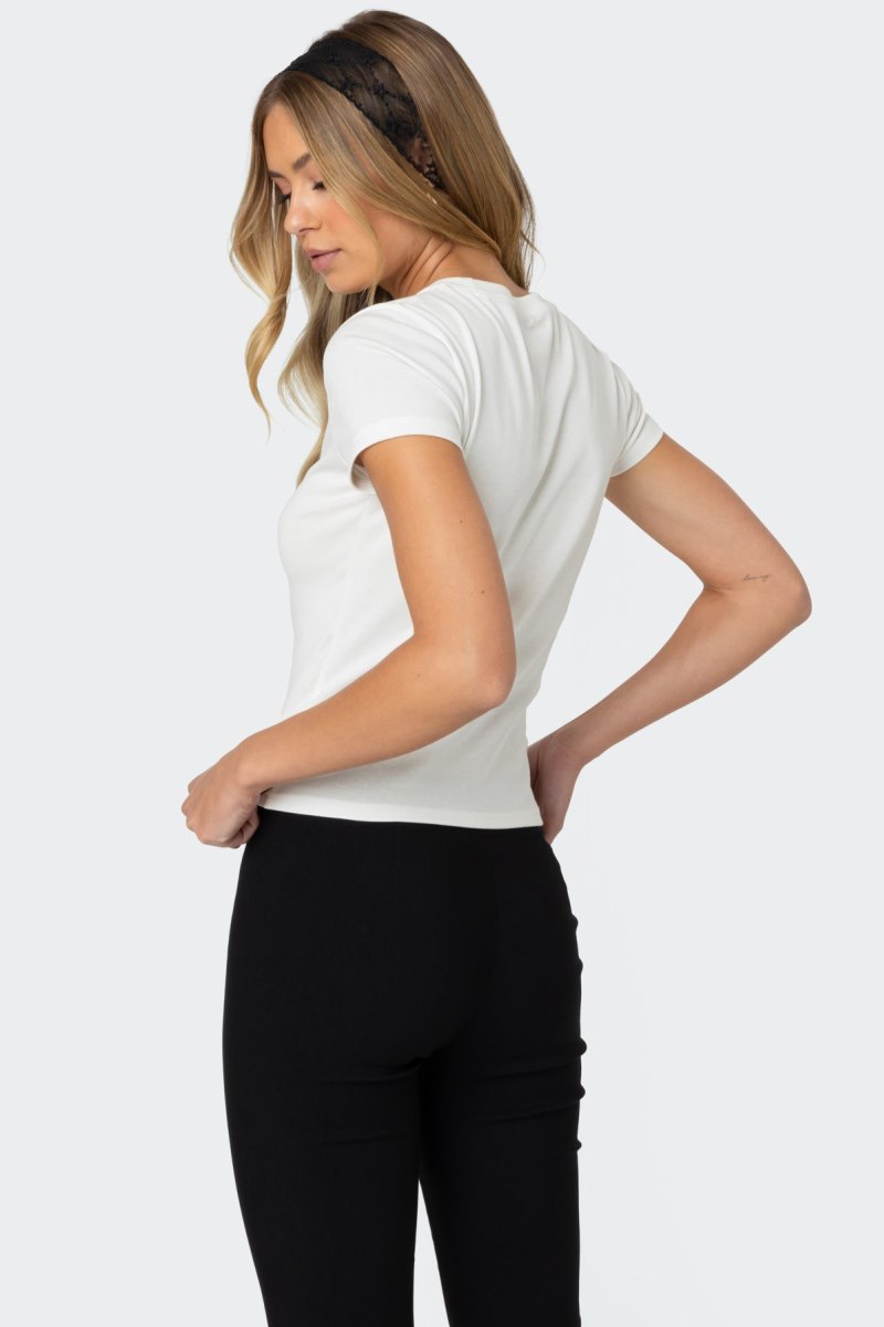 Edikted Tied Up T Shirt Graphic Tops Navy | USA DK689678V7