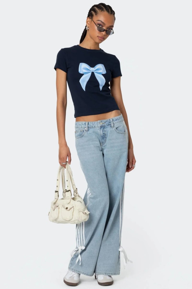 Edikted Tied Up T Shirts Navy | USA UG701380M7