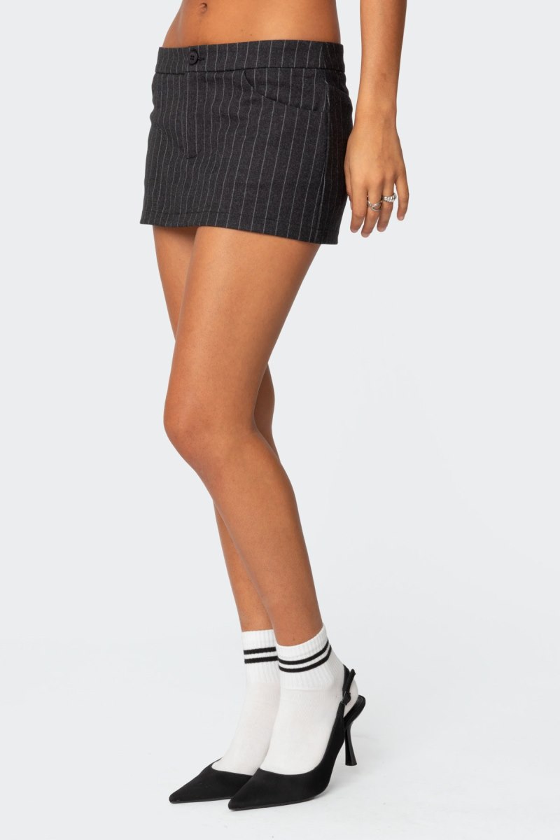 Edikted Tiffany Pinstripe Mini Skorts Black | USA BQ942494H1