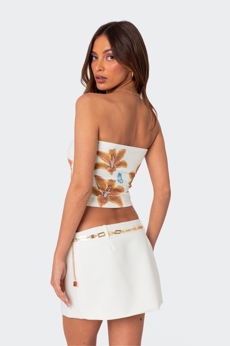 Edikted Tigerlily Tube Crop Tops Black | USA LR439823W3