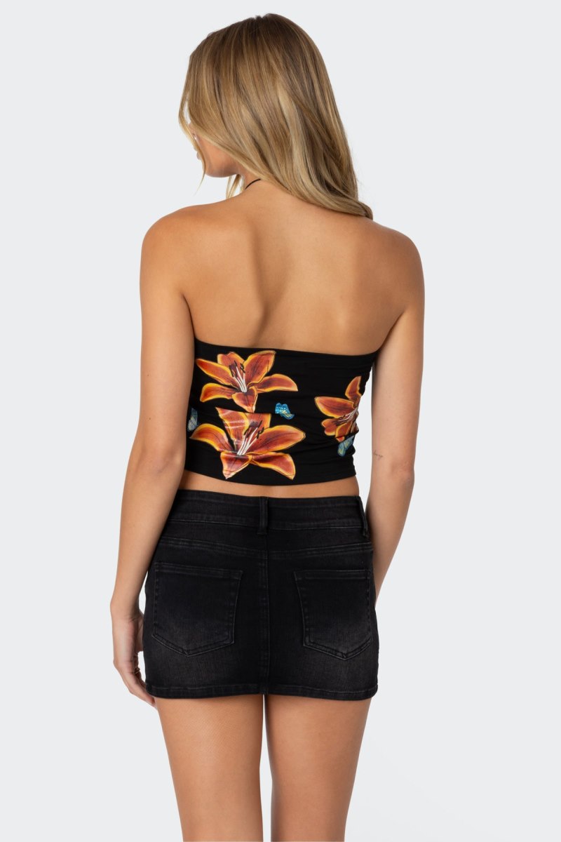 Edikted Tigerlily Tube Strapless Tops Black | USA GN110231D6