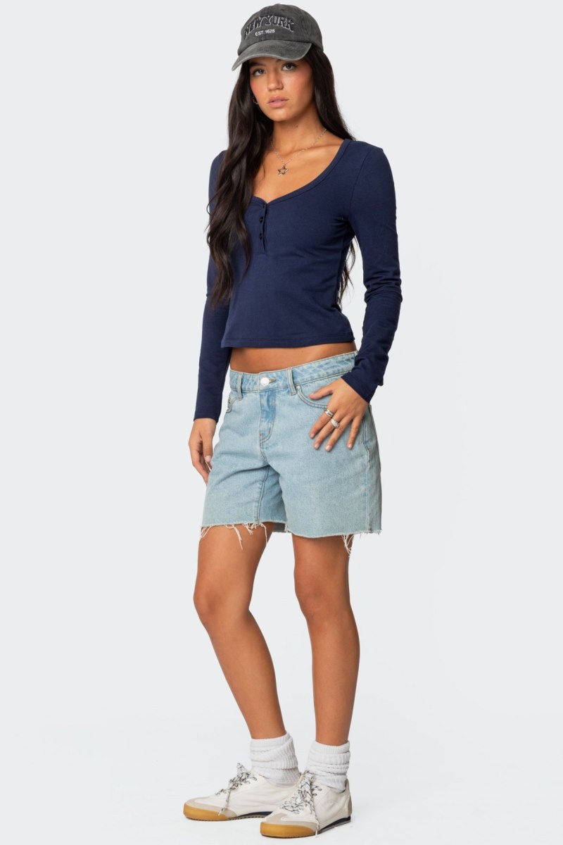 Edikted Tomboy Low Rise Denim Shorts Black Washed | USA DN472807I5