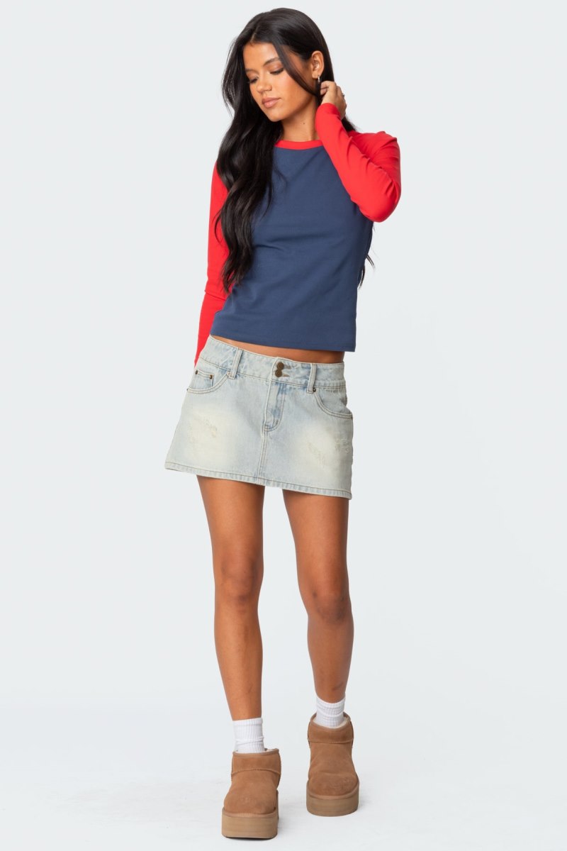 Edikted Tommi Raglan Long Sleeve T Shirts Gray And Black | USA HP844794T5