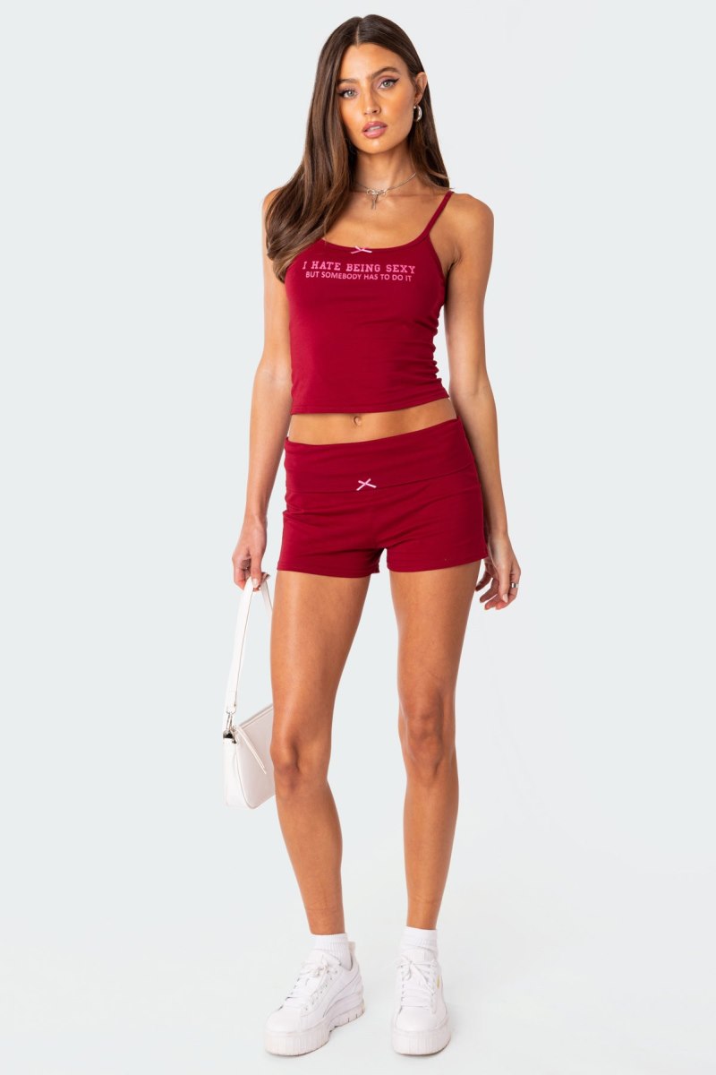 Edikted Too Sexy Tank Graphic Tops Burgundy | USA NU639703B9