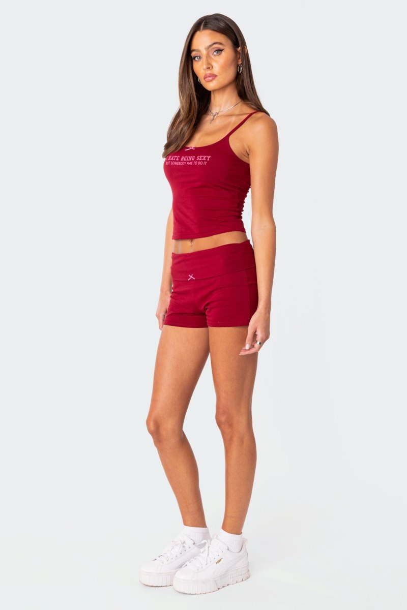 Edikted Too Sexy Tank Graphic Tops Burgundy | USA NU639703B9