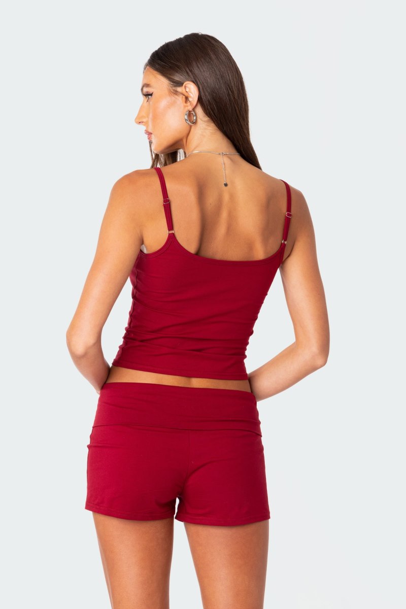 Edikted Too Sexy Tank Graphic Tops Burgundy | USA NU639703B9