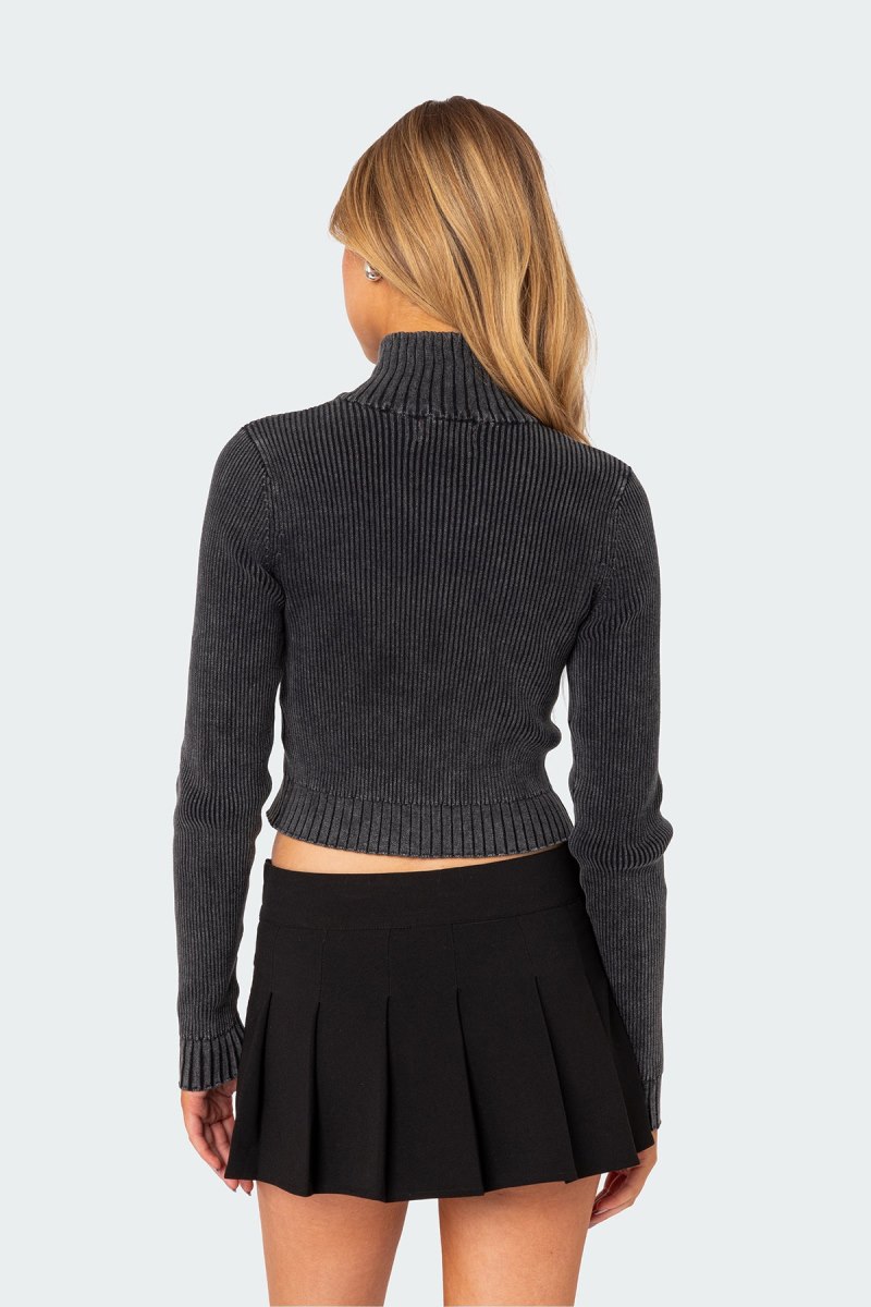 Edikted Torey Washed Zip Up Cardigan Dark Gray | USA VQ544534Z1
