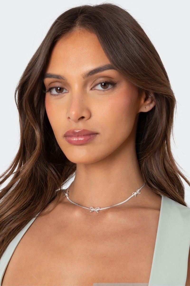 Edikted Triple Bow Necklaces Silver | USA IY641994H2