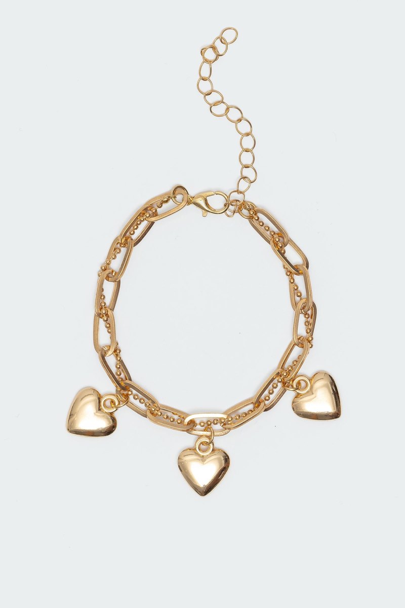 Edikted Triple Heart Charm Bracelets Gold | USA QQ974717S4