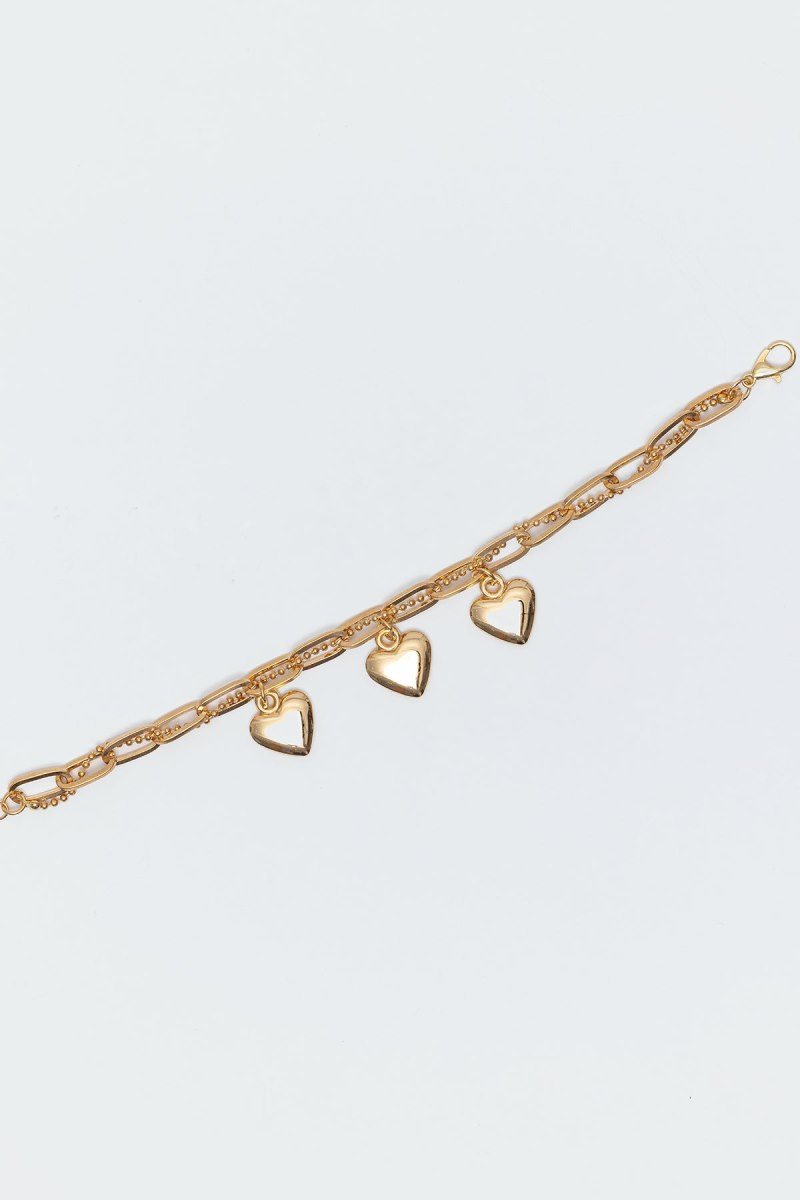 Edikted Triple Heart Charm Bracelets Gold | USA QQ974717S4