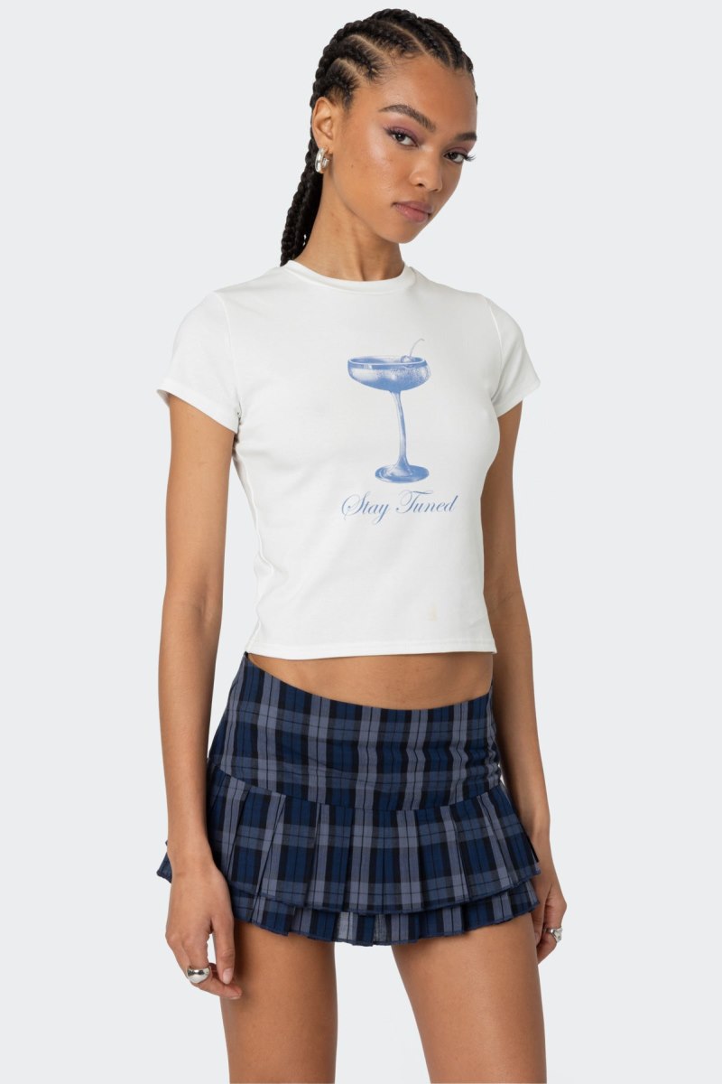 Edikted Tuned In T Shirt Graphic Tops Navy | USA WV135173R2