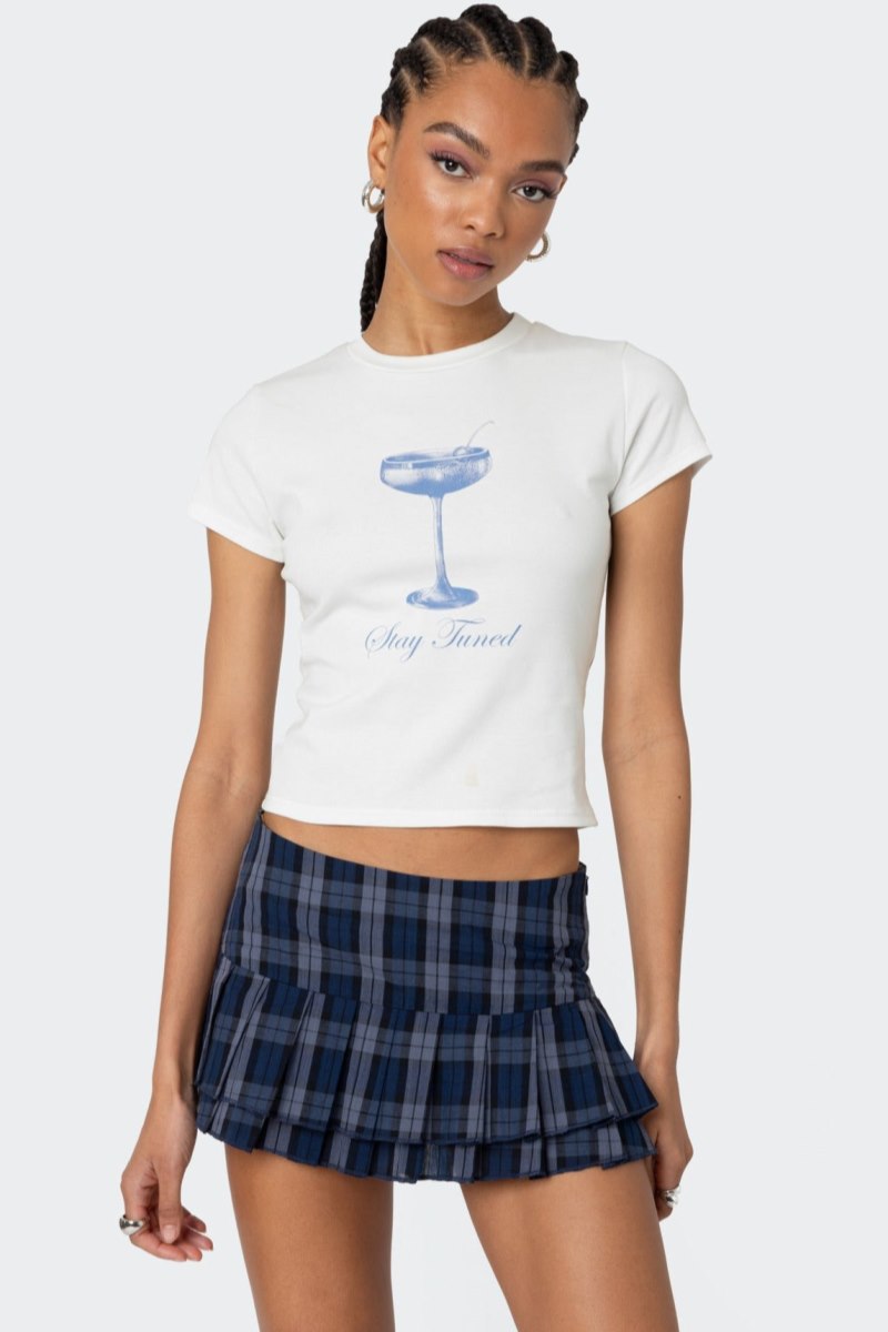 Edikted Tuned In T Shirt Graphic Tops Navy | USA WV135173R2