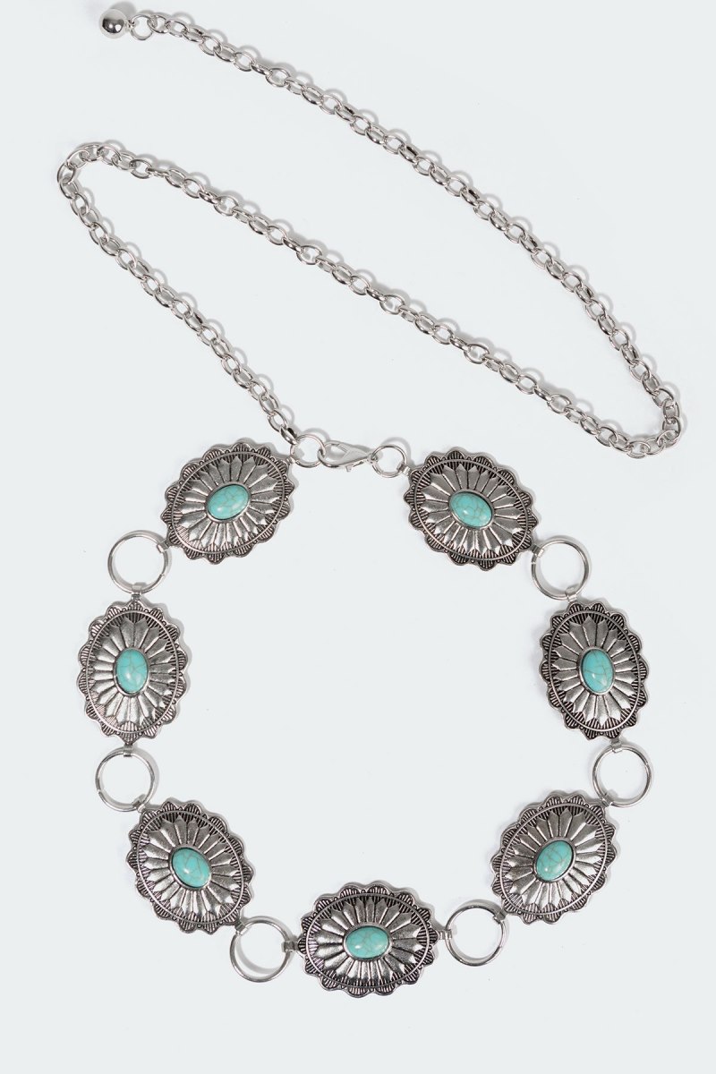 Edikted Turquoise Gem Pendant Belts Silver | USA LT046424Z7
