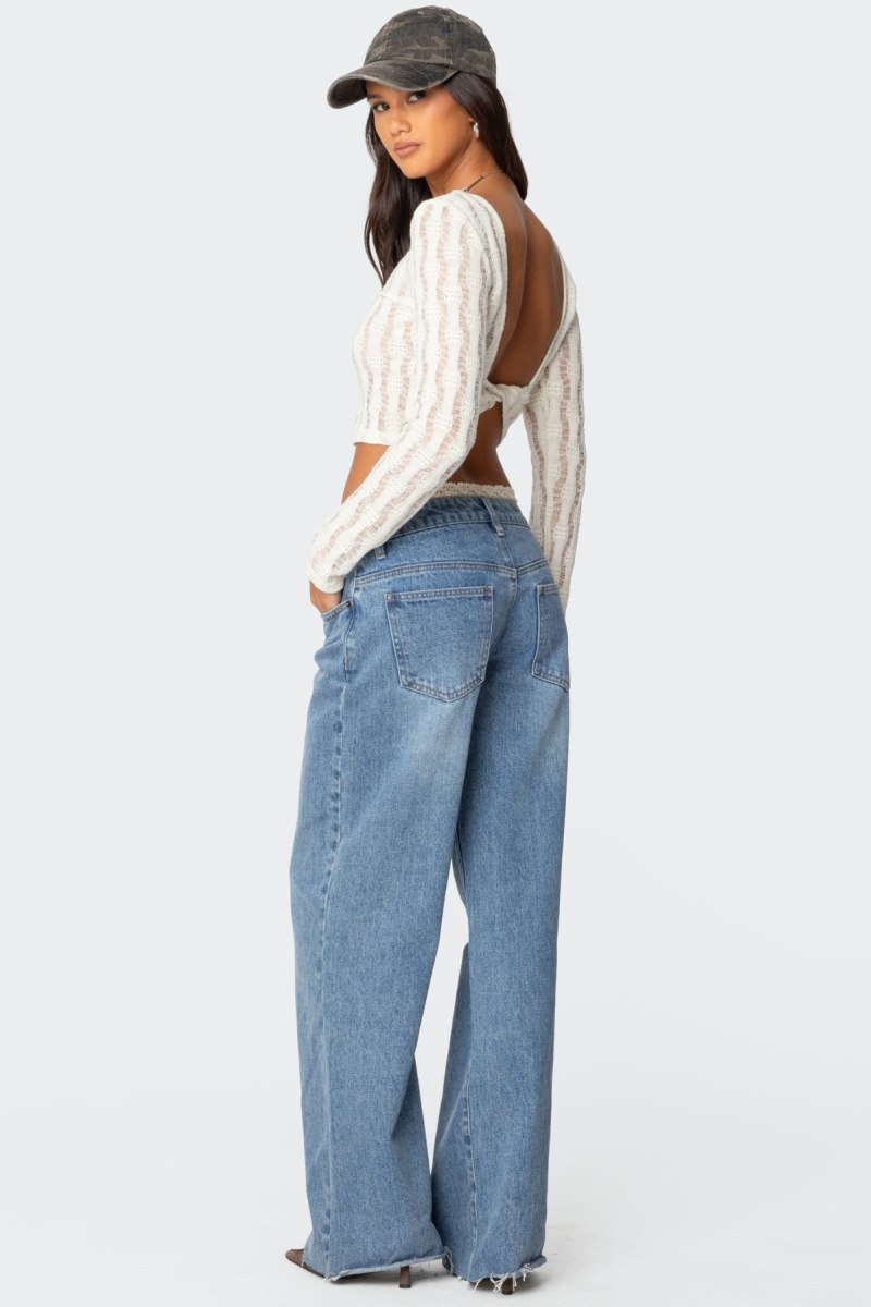 Edikted Twisted Back Textured Knitted Tops Beige | USA SX821982R9