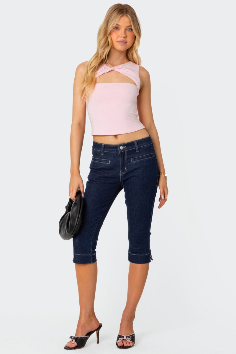 Edikted Twisted Cut Out Tank Top Light Pink | USA CA972297U8