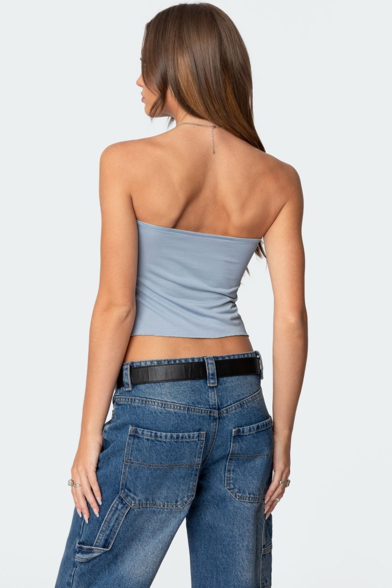 Edikted Twisted Split Front Tube Strapless Tops Black | USA YR826162M2