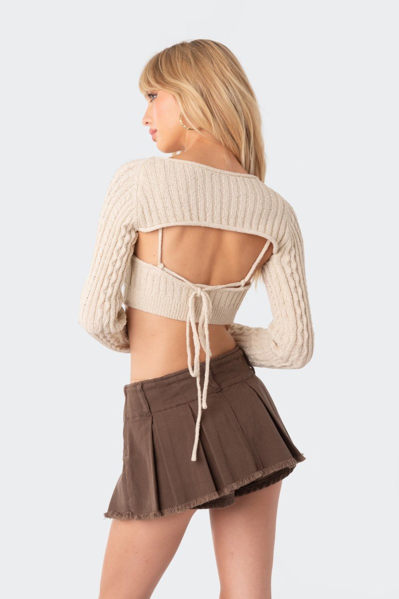 Edikted Two-Piece Cable Knitted Tops Beige | USA BK099149N5