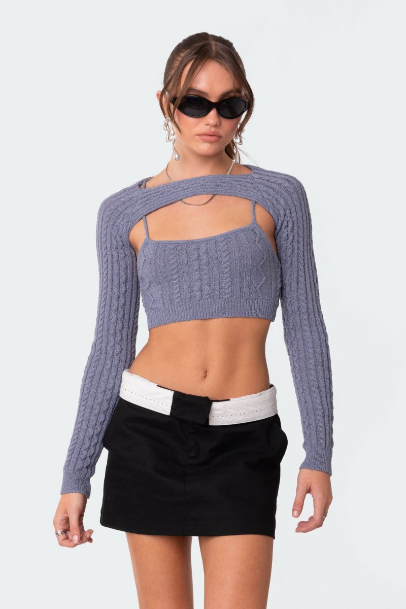 Edikted Two-Piece Cable Knitted Tops Beige | USA FA663766J3