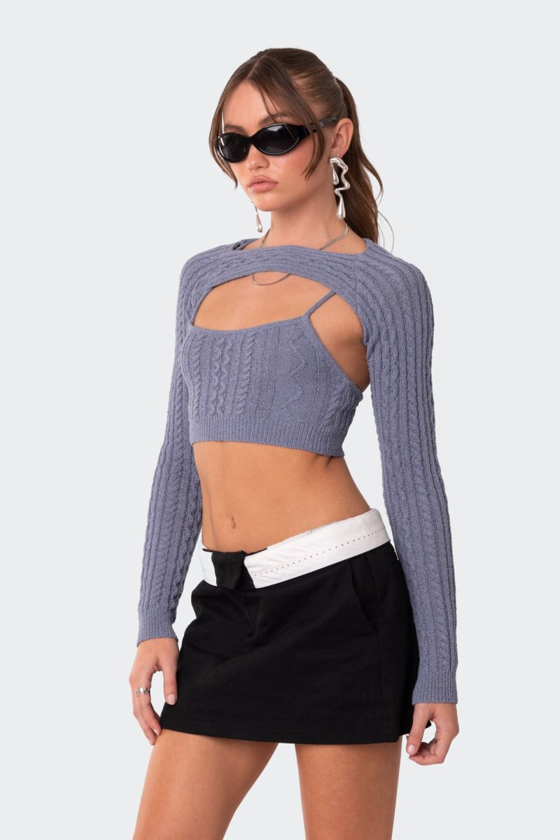 Edikted Two-Piece Cable Knitted Tops Beige | USA FA663766J3