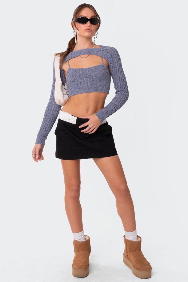 Edikted Two-Piece Cable Knitted Tops Beige | USA FA663766J3