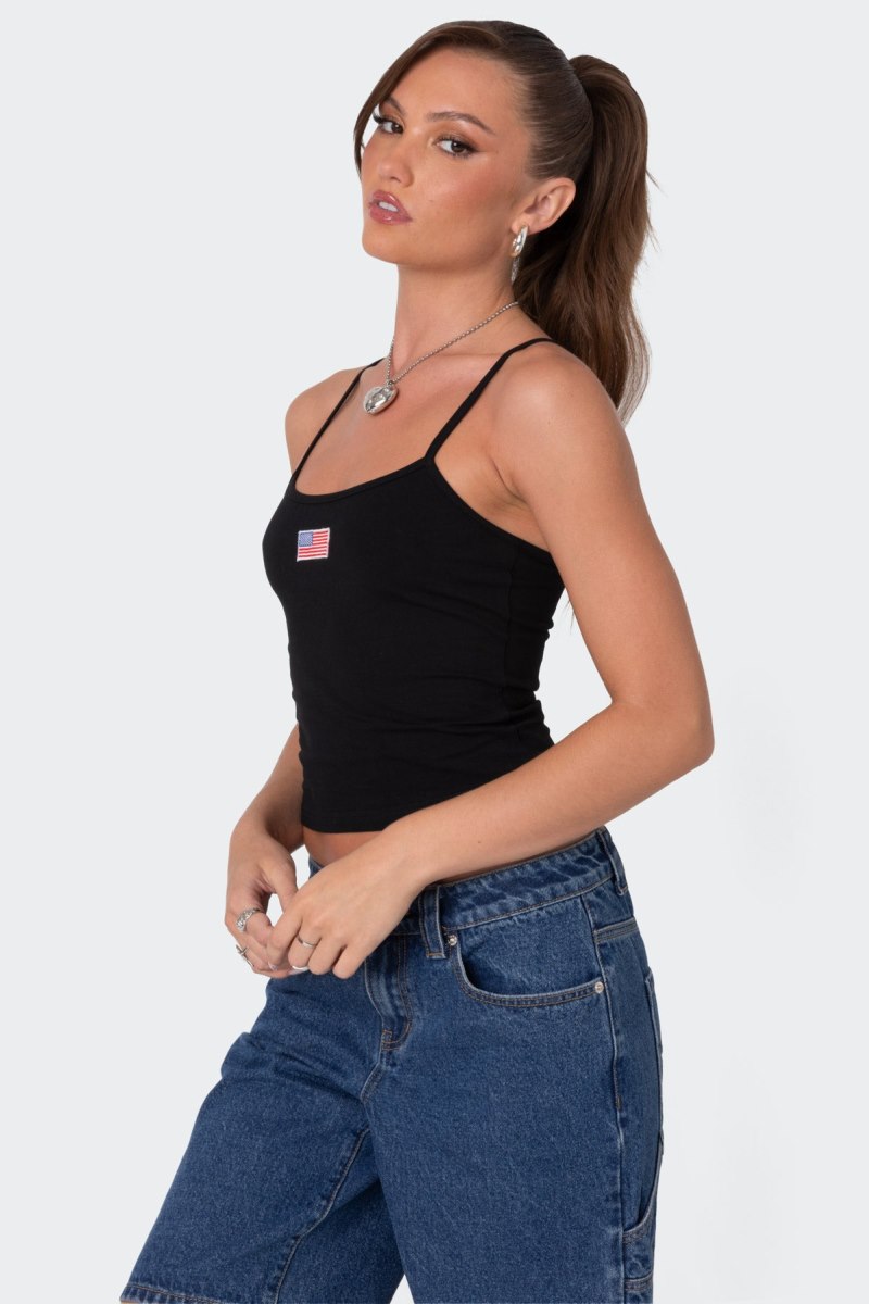 Edikted USA Tank Graphic Tops Black | USA LM934443H8