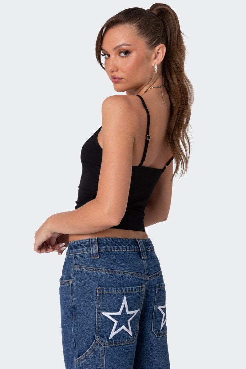 Edikted USA Tank Graphic Tops Black | USA LM934443H8