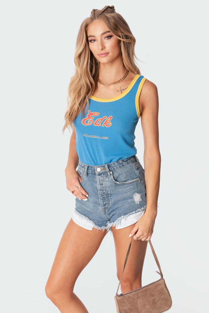Edikted Unbreakable Tank Top Blue | USA XG440634Q3
